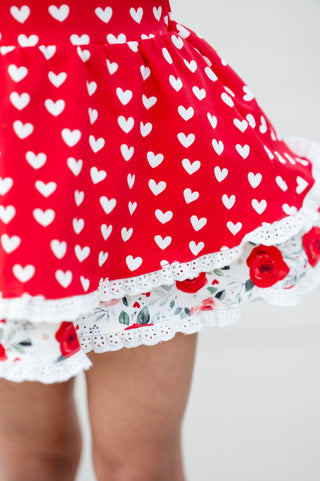 Roses & Heart Skirted Romper