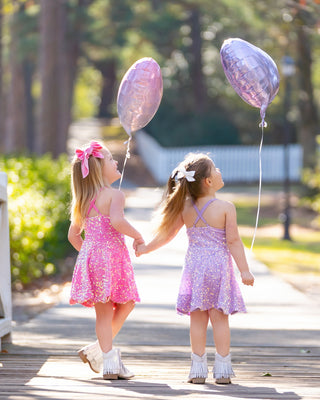 Pink- Sparkle & Shine Scalloped Sequin Skort Dress