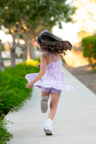 Purple - Sparkle & Shine Scalloped Sequin Skort Dress