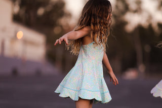 Neon Glow- Blue Scalloped Dress