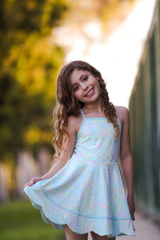 Neon Glow- Blue Scalloped Dress