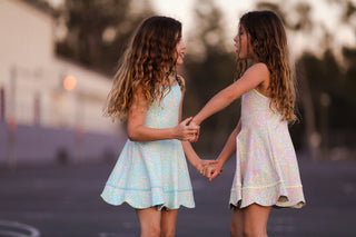 Neon Glow- Blue Scalloped Dress