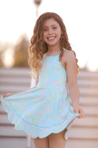 Neon Glow- Blue Scalloped Dress