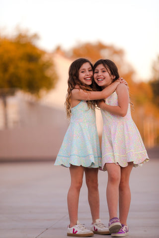 Neon Glow- Blue Scalloped Dress