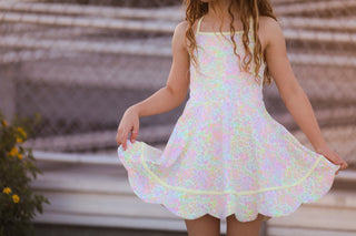 Sunny Neon Glow Scalloped Dress