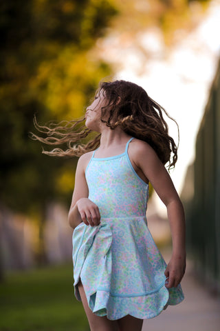 Neon Glow- Blue Scalloped Dress