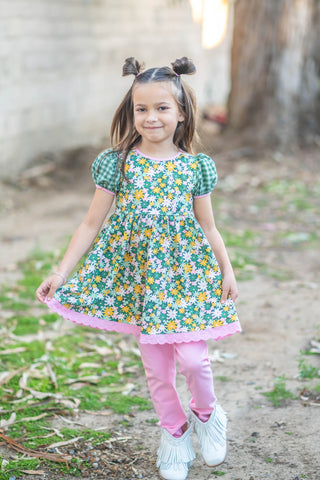 Lucky Little Charm- Puff-Sleeved Twirl Dress Set