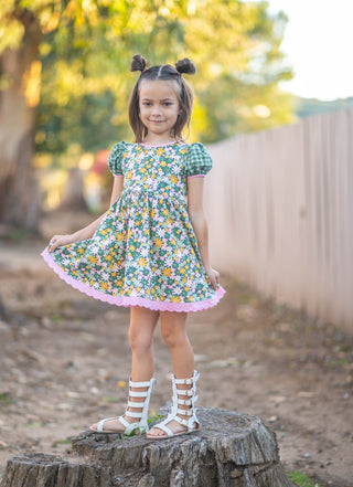 Lucky Little Charm- Puff-Sleeved Twirl Dress Set