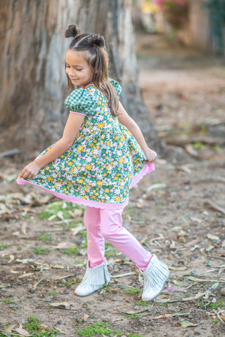 Lucky Little Charm- Puff-Sleeved Twirl Dress Set