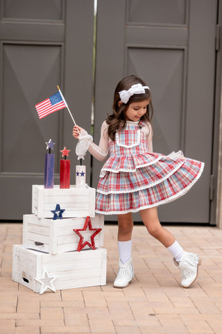 Liberty Lane Plaid Overalls Dress