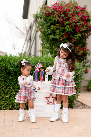 Liberty Lane Plaid Overalls Dress