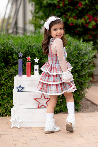 Liberty Lane Plaid Overalls Dress
