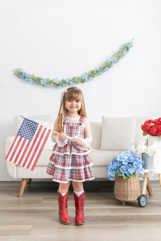 Liberty Lane Plaid Overalls Dress
