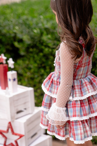 Liberty Lane Plaid Overalls Dress