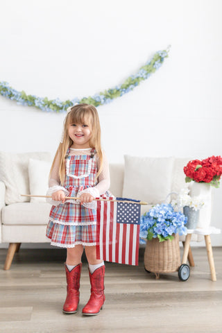 Liberty Lane Plaid Overalls Dress