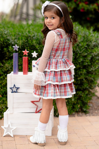 Liberty Lane Plaid Overalls Dress