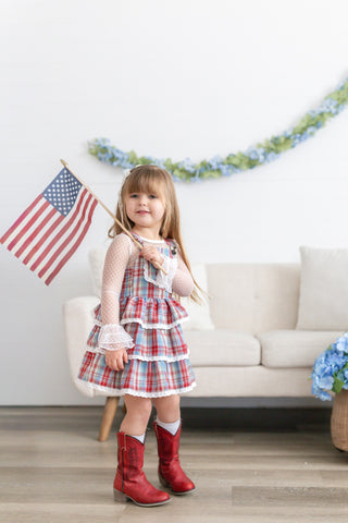 Liberty Lane Plaid Overalls Dress