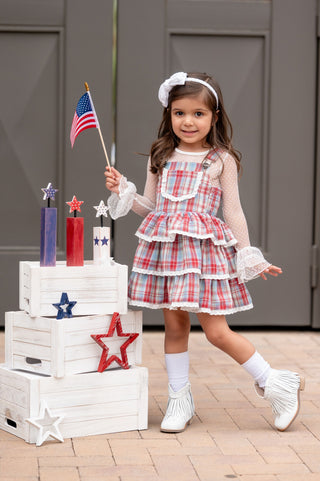 Liberty Lane Plaid Overalls Dress