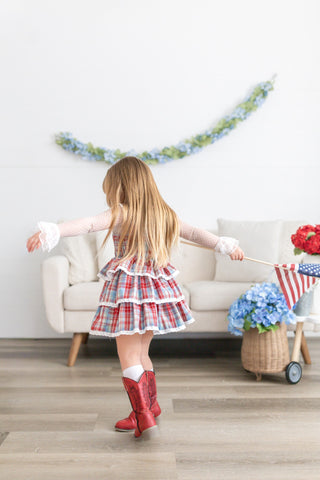 Liberty Lane Plaid Overalls Dress