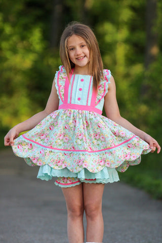Vintage Garden Bliss Scalloped Tunic Set