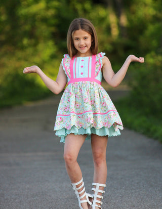 Vintage Garden Bliss Scalloped Tunic Set