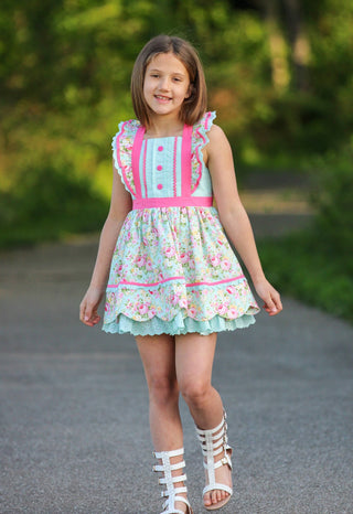 Vintage Garden Bliss Scalloped Tunic Set