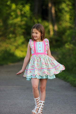 Vintage Garden Bliss Scalloped Tunic Set
