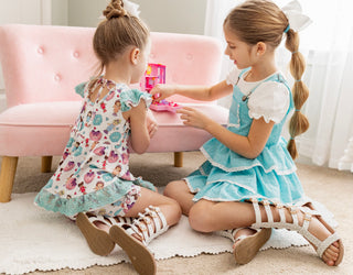 Pixie Wishes & Hearts Eyelet Overalls Dress Set