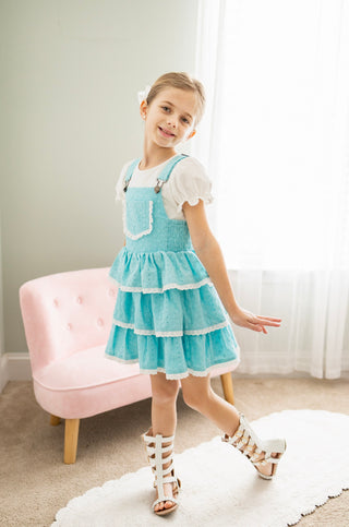 Pixie Wishes & Hearts Eyelet Overalls Dress Set