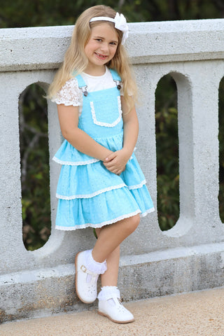 Pixie Wishes & Hearts Eyelet Overalls Dress Set
