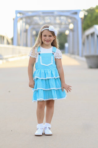 Pixie Wishes & Hearts Eyelet Overalls Dress Set