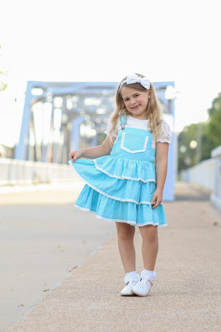 Pixie Wishes & Hearts Eyelet Overalls Dress Set