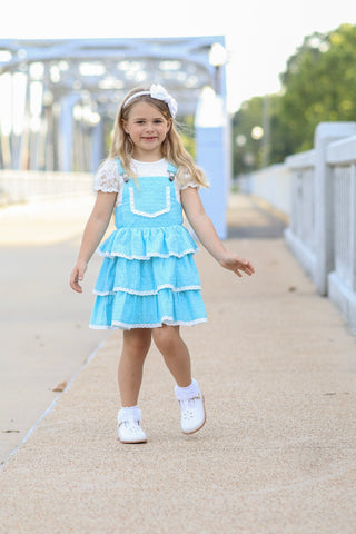 Pixie Wishes & Hearts Eyelet Overalls Dress Set