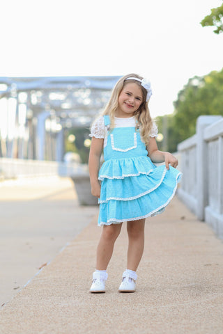 Pixie Wishes & Hearts Eyelet Overalls Dress Set