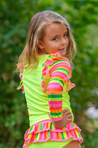 Neon Flamingo Pop 3 Piece Swim Set