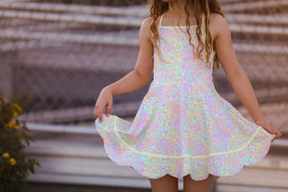 Sunny Neon Glow Scalloped Dress