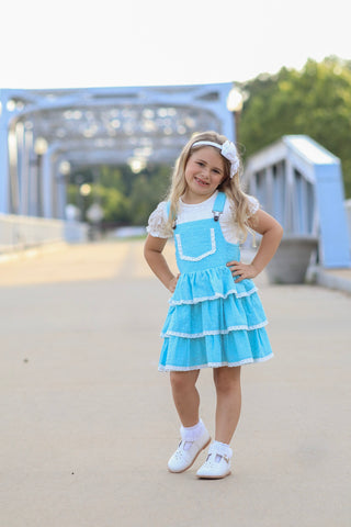 Pixie Wishes & Hearts Eyelet Overalls Dress Set