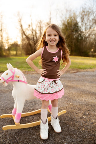 Blushing Wild Horses 2-Piece Scalloped Skort Set - READY TO SHIP