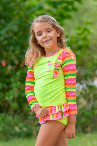 Neon Flamingo Pop 3 Piece Swim Set