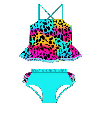 Neon Safari Splash Tankini Swimsuit **Pre-Order** In production ships Mid-End of May**
