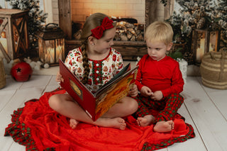 Santa's Village Gown Set-Child House Dress - Ready to Ship