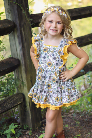 Sunflower Fields Pinafore Set