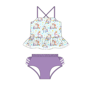 Unicorn and Rainbow Dreams Tankini Swim Suit- Ready to ship!