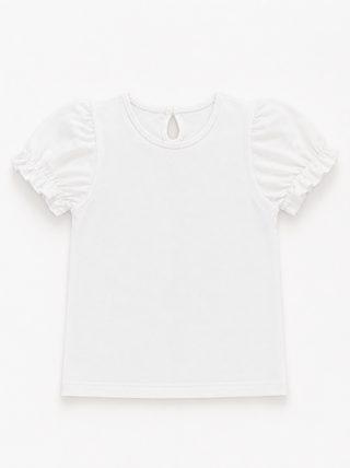 White Puffed Short Sleeve Shirt