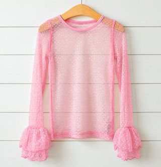 Rose Pink Lace Swiss Dot Layering Top **Pre-Order ETA early November**