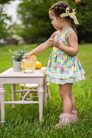 Citrus Splash Skirted Romper