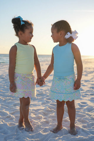 Neon Glow Tank and Skort- Blue