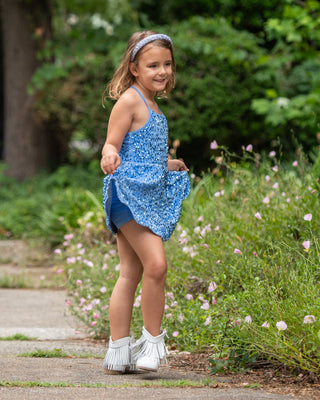 Glass slipper- blue Sparkle & Shine Scalloped Sequin Skort Dress