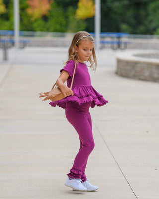 Purple Ruffled Cardigan 3 Piece Bundle Set **ETA October**