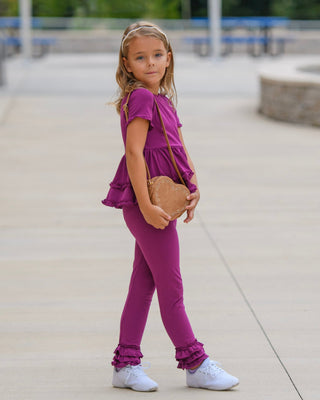 Purple Ruffled Cardigan 3 Piece Bundle Set **ETA October**